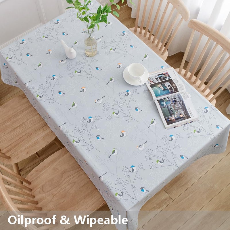 TruDelve Heavy Duty Vinyl Tablecloth Plastic Table Cloth Square Tables Waterproof Oilcloth Tablecloths Outdoor Picnic Table Cover (54'' x 54'', Birds-1) - Image 5